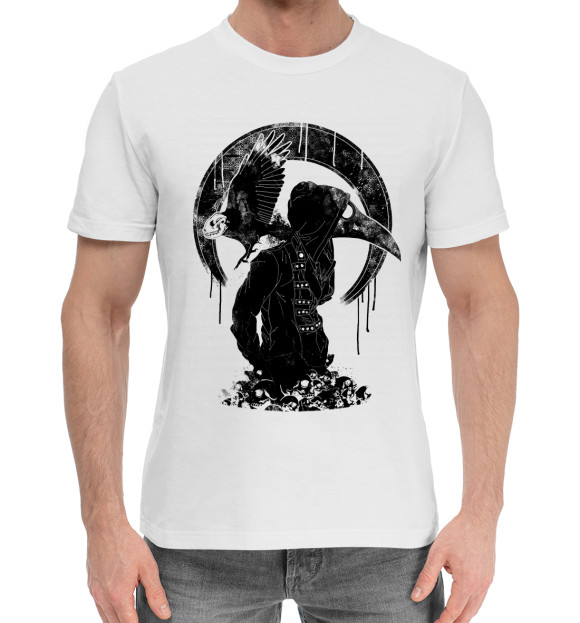 Мужская хлопковая футболка с изображением Plague doctor цвета Белый
