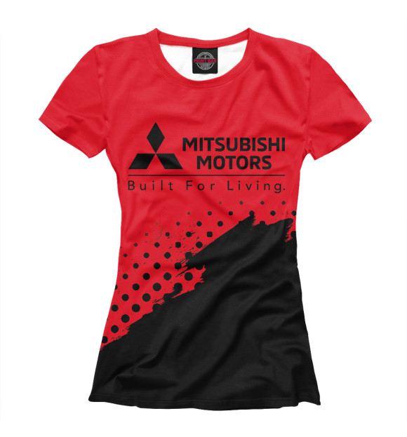 Футболка для девочек с изображением Mitsubishi / Митсубиси цвета Белый