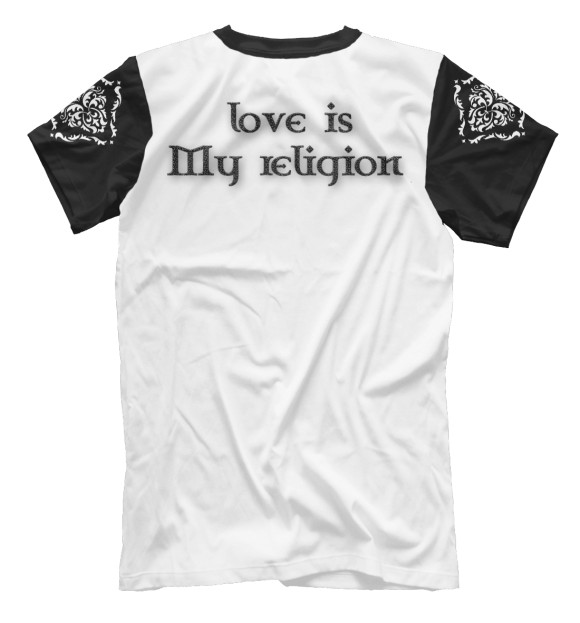 Мужская футболка с изображением Любовь моя религия цвета Белый