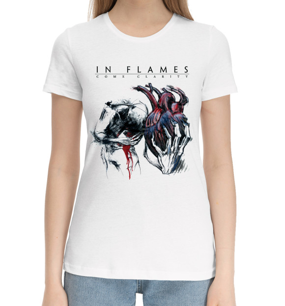 Женская хлопковая футболка с изображением Inflames цвета Белый