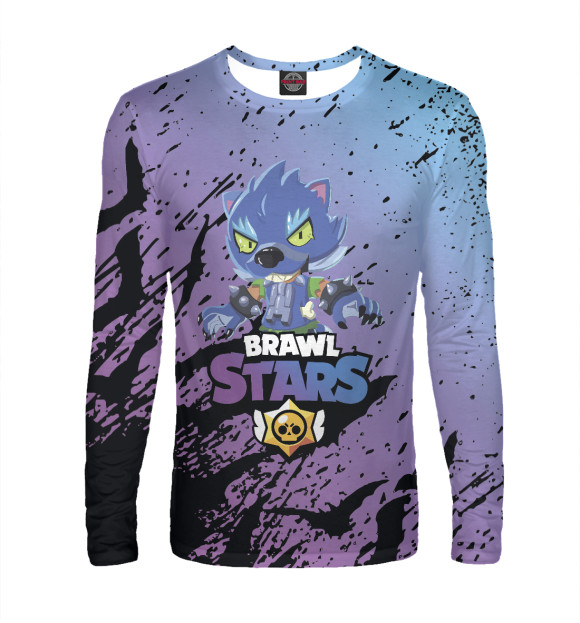 Мужской лонгслив с притом Brawl Stars цвета Белый Мужской лонгслив с изображением Brawl Stars цвета Белый