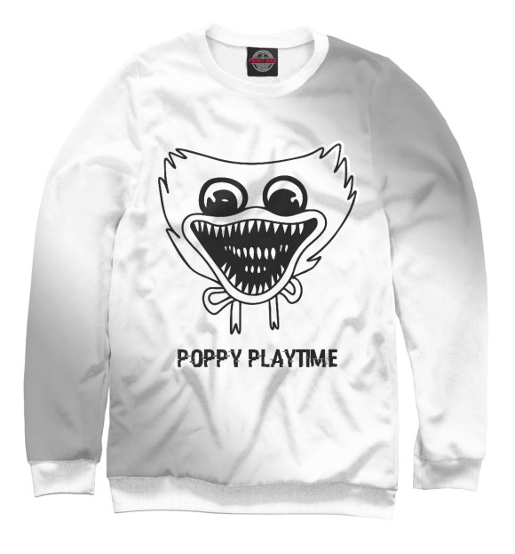 Мужской свитшот с изображением Poppy Playtime Glitch Black цвета Белый