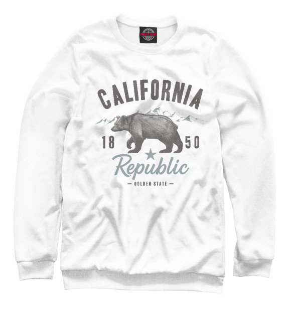 Мужской свитшот с изображением California цвета Белый