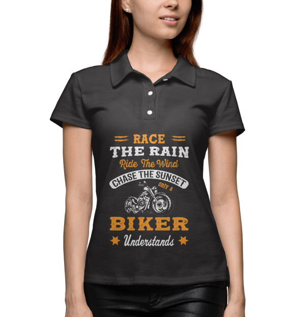 Женское поло с изображением Biker цвета Белый