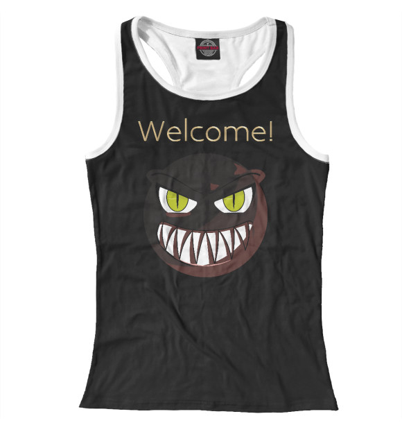 Женская майка-борцовка с изображением Welcome цвета Белый