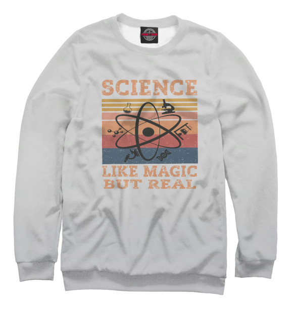 Женский свитшот с изображением Science Like Magic But Real цвета Белый