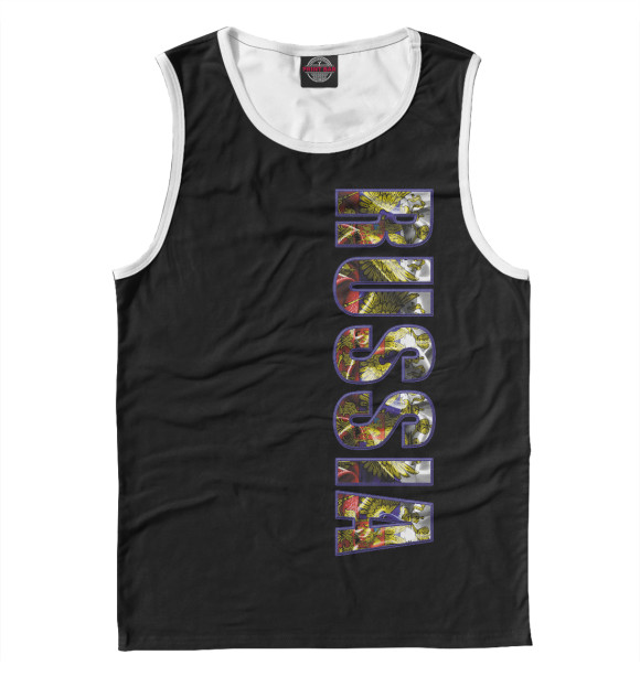 Мужская майка с изображением RUSSIA цвета Белый