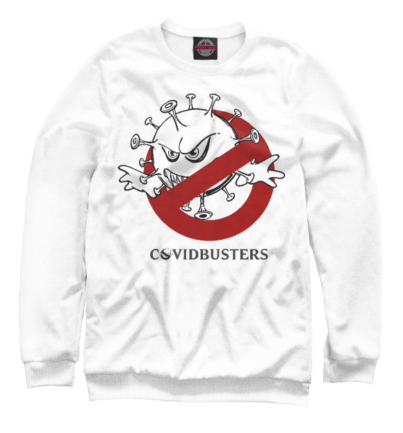 Свитшот для мальчиков с изображением CovidBusters цвета Белый
