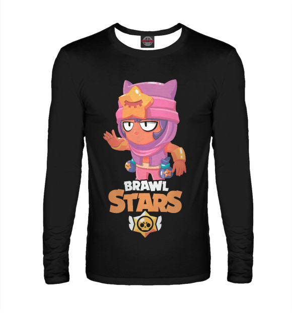 Мужской лонгслив с притом Brawl Stars SANDY цвета Белый Мужской лонгслив с изображением Brawl Stars SANDY цвета Белый
