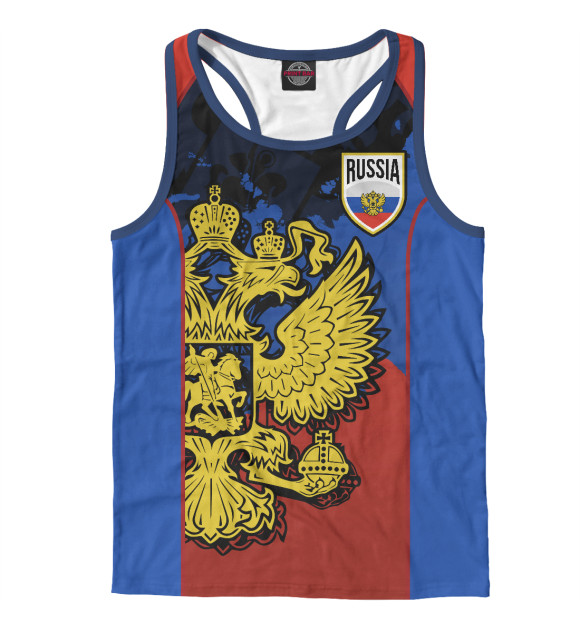 Мужская майка-борцовка с изображением Russia цвета Белый