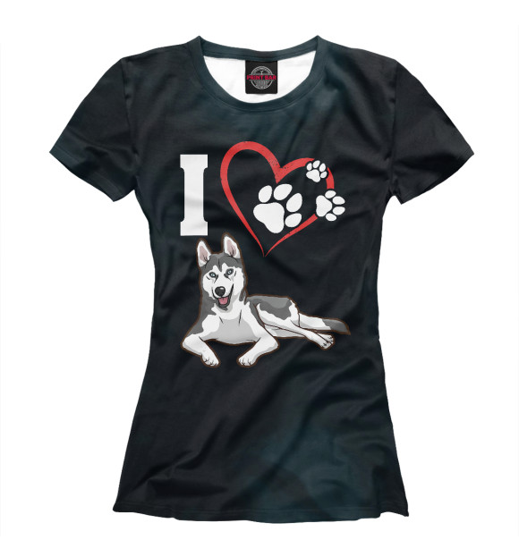 Футболка для девочек с изображением I Love My Siberian Husky цвета Белый