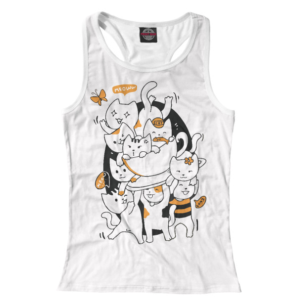 Женская майка-борцовка с изображением Котошабашь цвета Белый