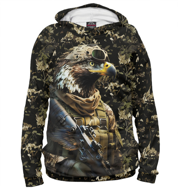 Женское худи с изображением Орел солдат спецназа цвета Белый