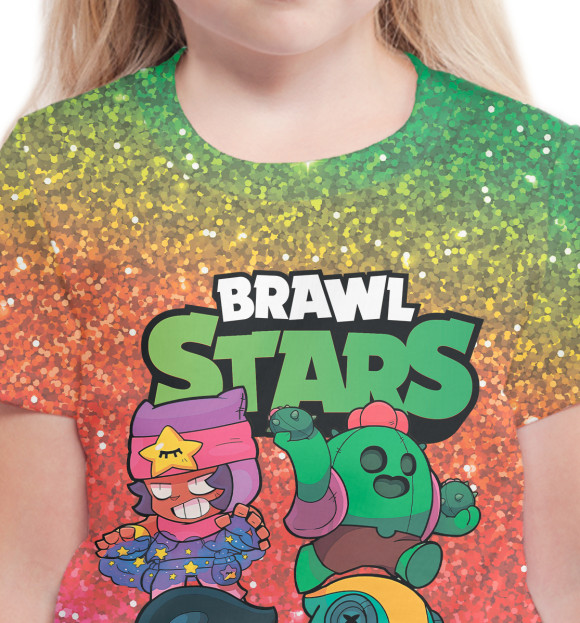 Футболка для девочек с изображением BRAWL STARS цвета Белый