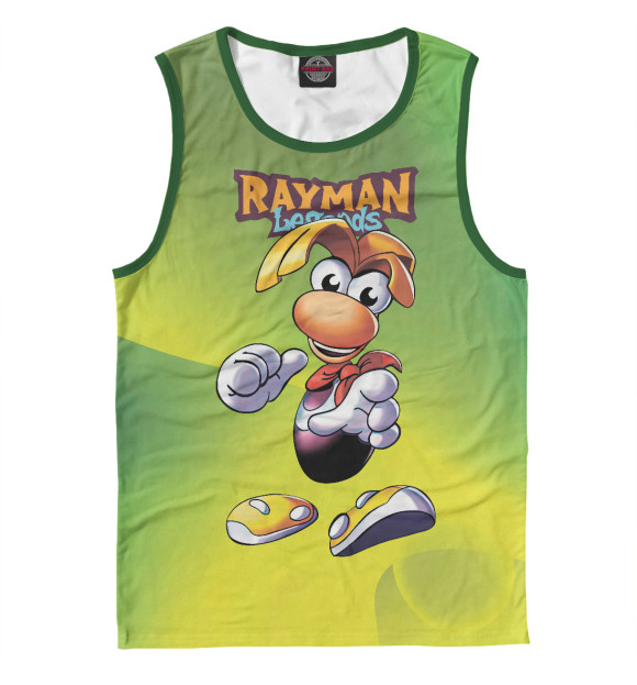 Мужская майка с притом Rayman green цвета Белый Мужская майка с изображением Rayman green цвета Белый