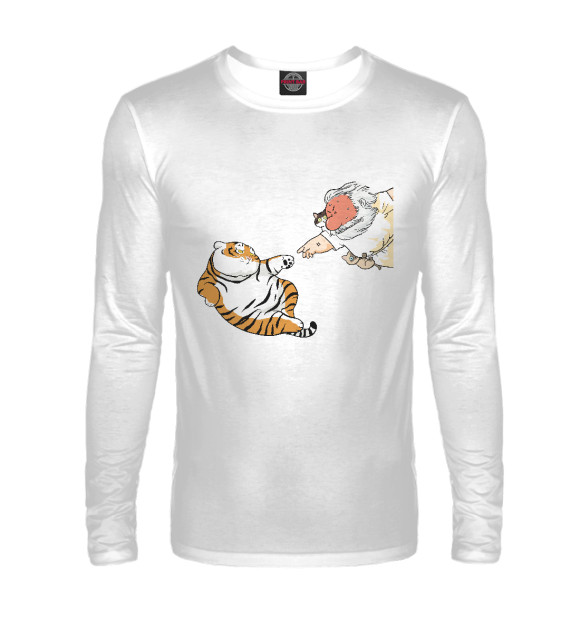 Мужской лонгслив с изображением Сотворение Тигрёнка цвета Белый