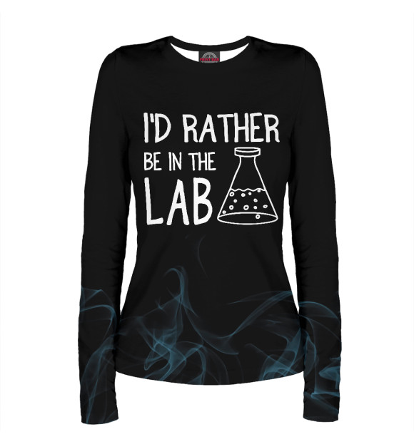 Женский лонгслив с изображением I'd Be In The Lab цвета Белый