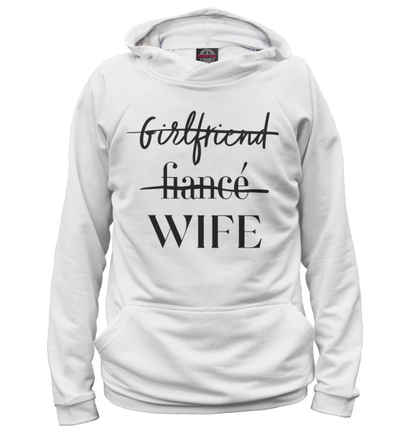 Мужское худи с изображением Wife белый фон цвета Белый