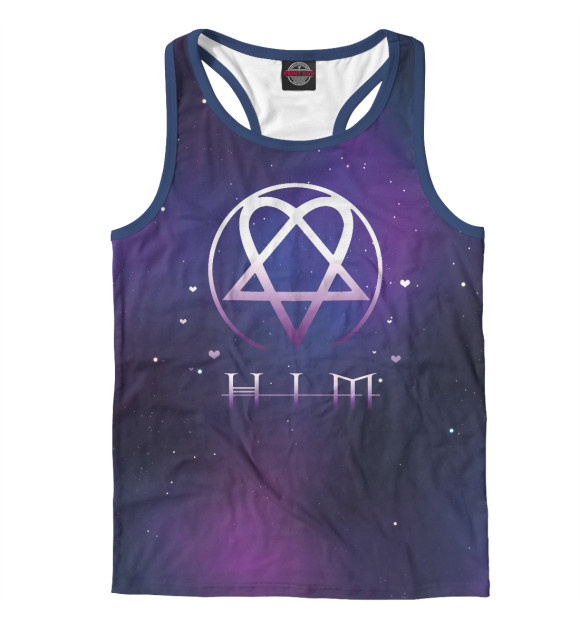 Мужская майка-борцовка с притом Him цвета Белый Мужская майка-борцовка с изображением Him цвета Белый