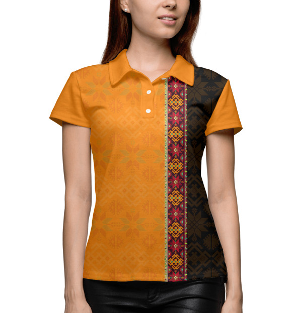 Женское поло с изображением Славянский символ белобога цвета Белый