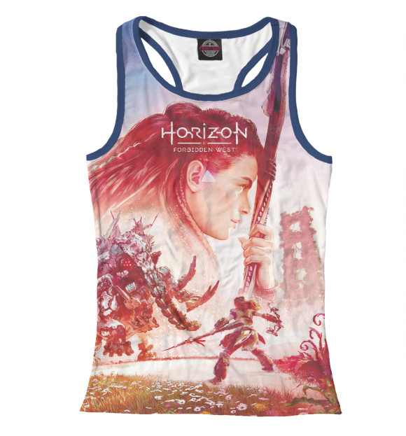 Женская майка-борцовка с притом Horizon Forbidden West цвета Белый Женская майка-борцовка с изображением Horizon Forbidden West цвета Белый