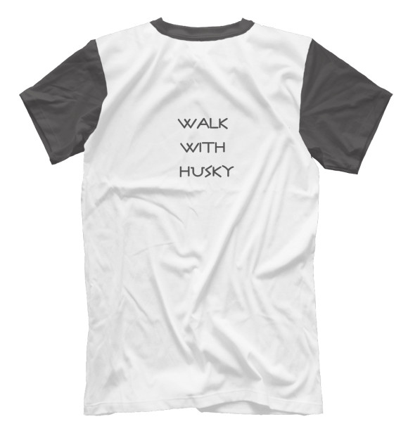 Футболка для мальчиков с изображением WALK WITH HUSKY цвета Белый