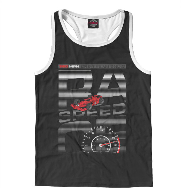 Мужская майка-борцовка с изображением Скорость цвета Белый