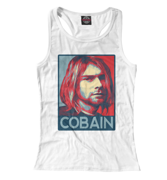 Женская майка-борцовка с изображением Kurt Cobain (Nirvana) цвета Белый
