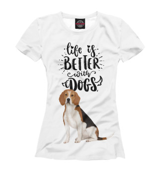 Женская футболка Жизнь с собакой лучше
