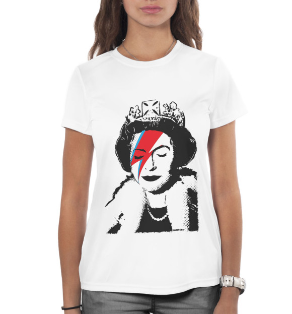 Женская футболка с изображением Елизавета II цвета Белый