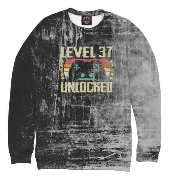 Мужской свитшот с изображением LEVEL 37 UNLOCKED Gaming цвета Белый