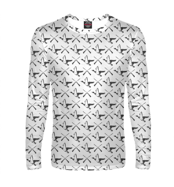 Мужской лонгслив с изображением Охота на утку цвета Белый