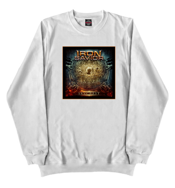 Мужской хлопковый свитшот с изображением Iron Savior band цвета Белый
