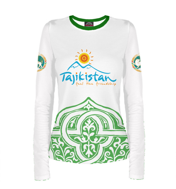 Женский лонгслив с изображением Tajikistan цвета Белый