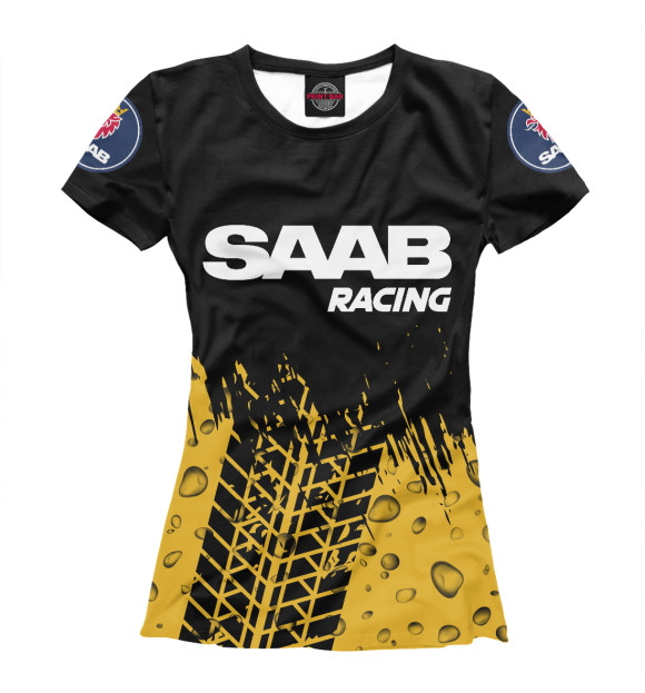 Женская футболка с изображением Сааб | Racing цвета Белый