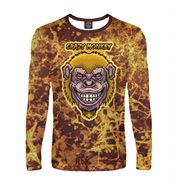 Мужской лонгслив с изображением Yellow crazy monkey цвета Белый