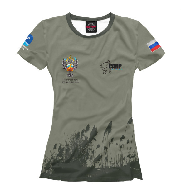 Женская футболка с изображением Карпфишинг в России цвета Белый
