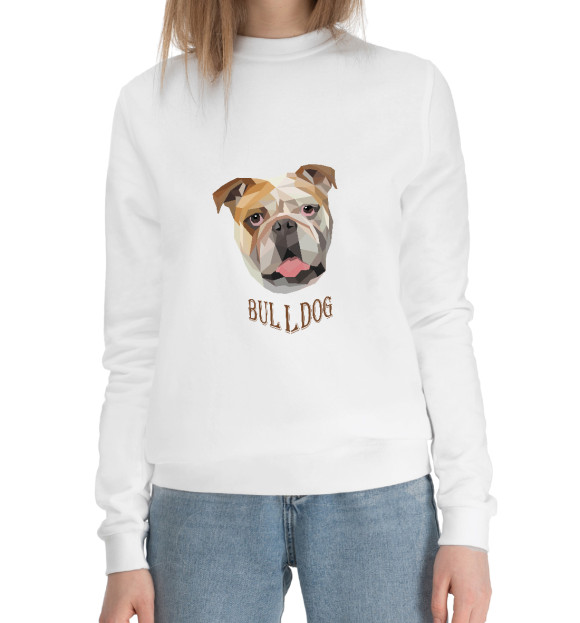 Женский хлопковый свитшот с изображением Британский бульдог цвета Белый