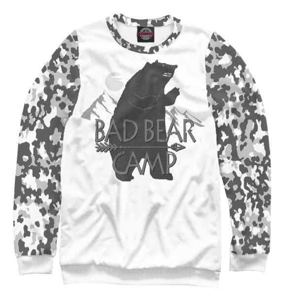 Свитшот для девочек с изображением Bad Bear camp цвета Белый