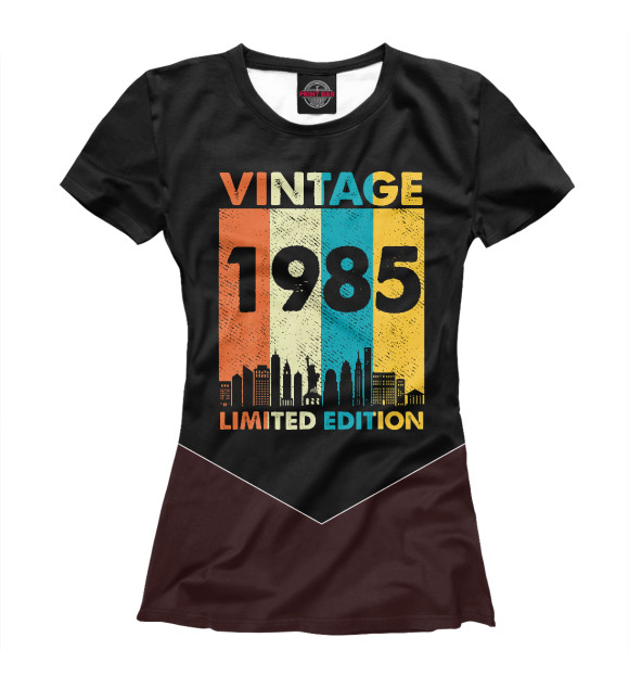 Женская футболка с изображением Vintage 1985 цвета Белый
