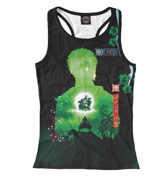 Женская майка-борцовка с изображением One Piece Большой куш цвета Белый
