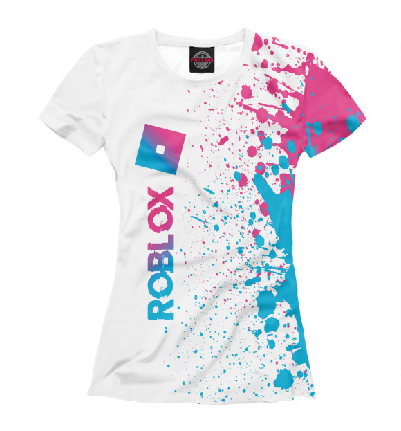 Футболка для девочек с изображением Roblox Neon Gradient цвета Белый