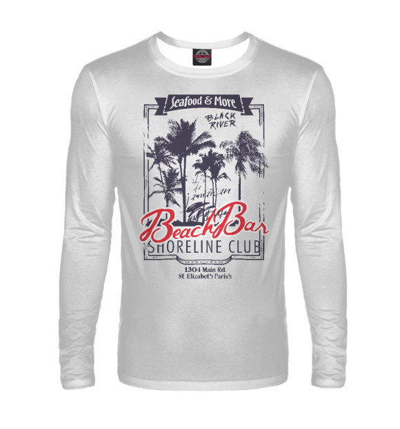 Мужской лонгслив с изображением Beach bar shoreline цвета Белый