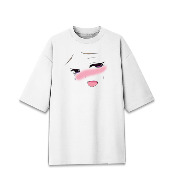 Женская футболка оверсайз с изображением Ahegao цвета Белый