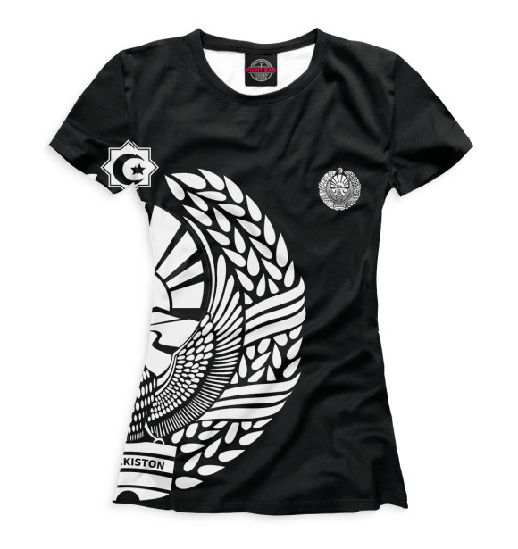 Женская футболка с изображением Узбекистан цвета Белый