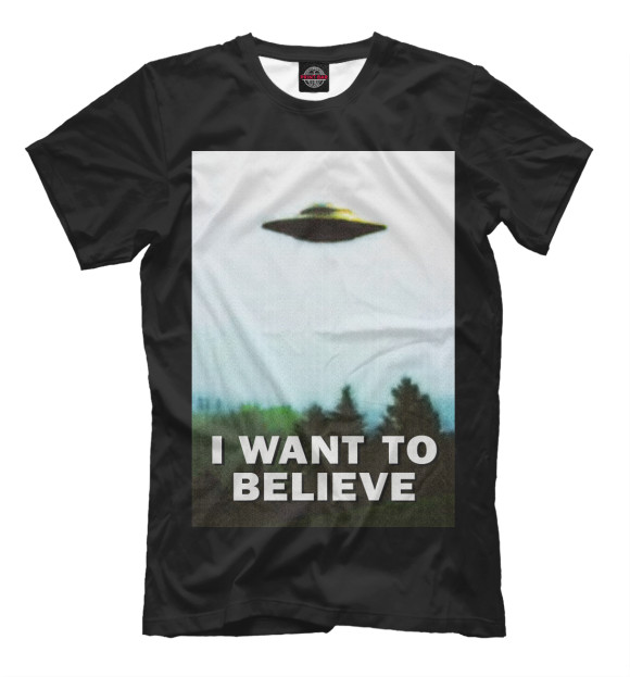 Мужская футболка с изображением I Want To Believe цвета Черный