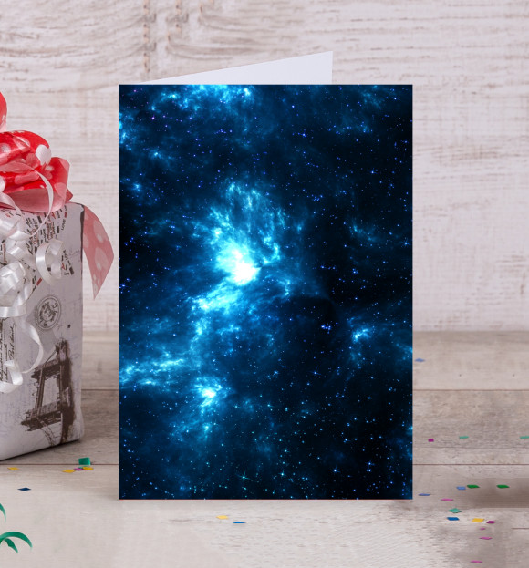 Открытка с изображением Синий космос цвета Белый