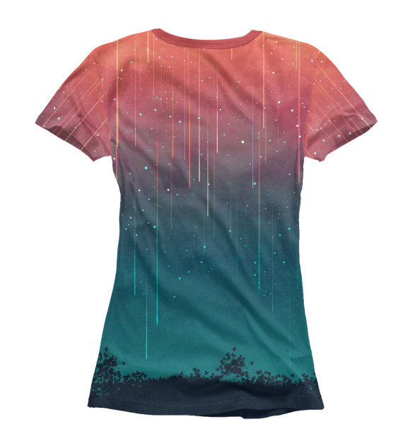 Женская футболка с изображением Космический ливень цвета Белый