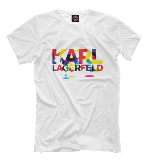 Мужская футболка с притом Карл Лагерфельд цвета Белый Мужская футболка с изображением Карл Лагерфельд цвета Белый