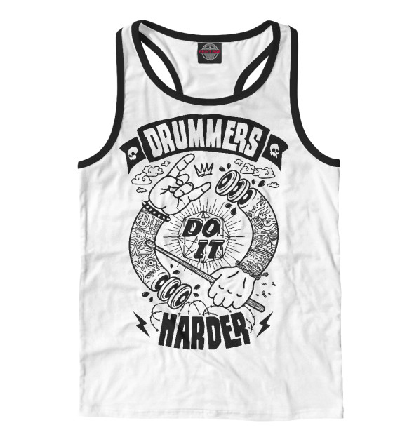 Мужская майка-борцовка с изображением Арт для барабанщика цвета Белый
